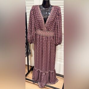 Max Studio Purple and Pink Long Sleeve Dress